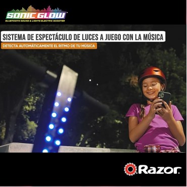 Razor Sonic Glow Black Electric Scooter with LED Lights and Bluetooth Wireless Speaker, (13112110)